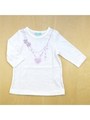 7分袖AラインTシャツネックレスプリント/オフホワイト