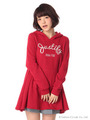 ・Aラインロゴ裏毛ワンピース/Red