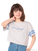 【R】ラインロゴショートトップス/ライトグレー