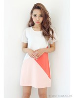 バイカラーエアリーワンピース/PNK