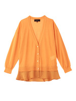 異素材使いショートニットカーディガン/イエロー系(033)