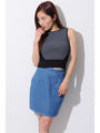 【OU】細ボーダーストレッチTOP/BLUE