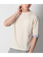 綿麻混 裏毛ジャージプルオーバー/ネイビー(093)