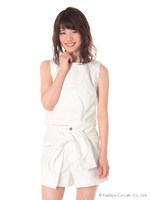 【R】ノースリデニムSET UP/オフホワイト