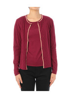 アイレット編み配色ラインアンサンブル/ダークブラウン(043)