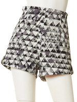 エスニック幾何柄ショートパンツ/BLK