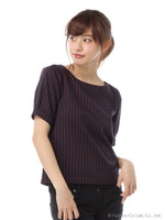 ピンストライプリボンプルオーバー/レッド