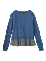 ボートネックニット+キャミソールセット/ブルー(092)