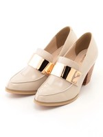 メタリックコンビローファー/ベージュ