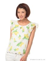 レモン柄ブラウス/ライトブルー