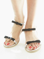 JC 2リボンストラップ フラットサンダル/シルバー