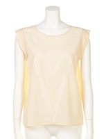 Vレース付プルオーバー/サックス