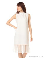 シフォンレイヤードリップルワンピース/ライトグレー