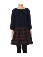 チェック切り替えドッキングワンピース/オレンジ系(364)