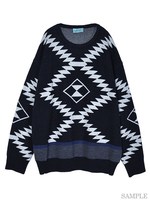 ネイティブ柄ニットＰＯ/ブラック