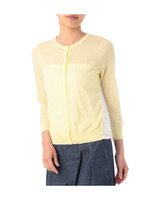 フラワーレース麻綿カーディガン/レモンイエロー(031)