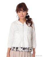 7分袖ビジューパーカー/グレー