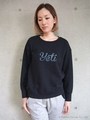 HIGHGAUGE FLEECE SWEAT FLOCK PRINT TOP/grey*pale beige