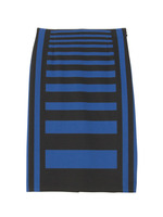 [T]シェイプボーダープリントスカート/ブルー系(193)