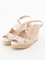 【ILIMA】ビジューポイントクロスストラップウエッジサンダル/ベージュ