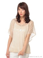 アクセ＆インナーSETジグザグニットプルオーバー/オフホワイト