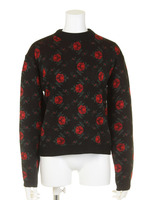 ジャガードFLOWERknitTOP/ブラック