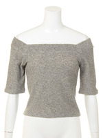 パイルオフショルダートップス/GRY