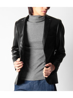 フェイクレザーテーラードジャケット/ダークブラウン(043)