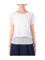レイヤードスクエアレースブラウス/オフホワイト(403)