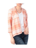 鹿の子マルチボーダー七分袖カーディガン/オレンジ(367)