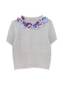 pansy knit pullover short sleeve/gray