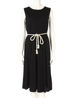 【Edit Sheen】ロープベルトカットミディワンピース/カーキ