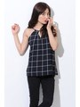 グラフチェックキャミTOP/NAVY