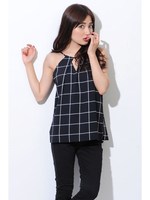 グラフチェックキャミTOP/NAVY