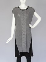 ケーブルニット切り替えOP/オフホワイト×ホワイト