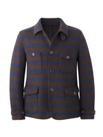 スライバーボーダーニットブルゾン/ブルー系(394)