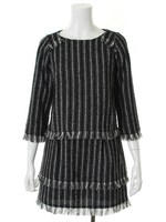 セットアップストライプツイードプルオーバー/シロクロ