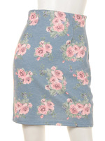 フラワータイトスカート/ブルー