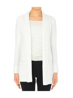 [L]編み地切り替えニットカーディガン/ホワイト(001)