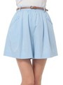 ・ベルト付きタックギャザーキュロットパンツ/Sax