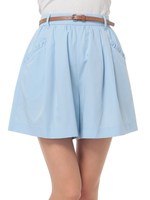 ・ベルト付きタックギャザーキュロットパンツ/Sax