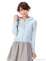 【Tralala】ハート刺繍ショートパーカー/ブルー