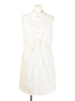 衿刺繍シャツワンピース/ホワイト