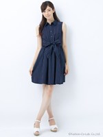 【23日23時59分まで!!】L90サッシュ付シャツ/OP/オフホワイト／チェック