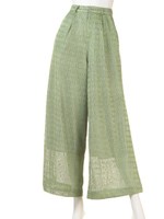 マルチ編み柄ガウチョパンツ/グリーン