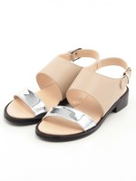 【ワチャマコリ】メタリックレザーサンダル/アイボリー