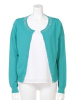 シアーチェックビジューアンサンブル/グリーン