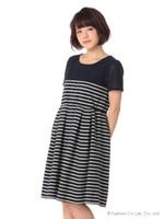 ラッセルレースボーダーワンピース/Navy