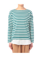 裾レイヤード風ボーダーカットソー/ネイビー(393)