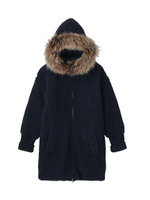 2WAYフーテッド中綿ニットコート/ネイビー(093)